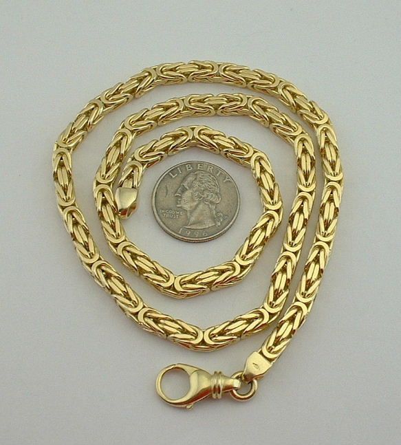 14 KT YG Italian BYZANTINE Link Necklace 22 106.85 g w/ AGS APPRAISAL 