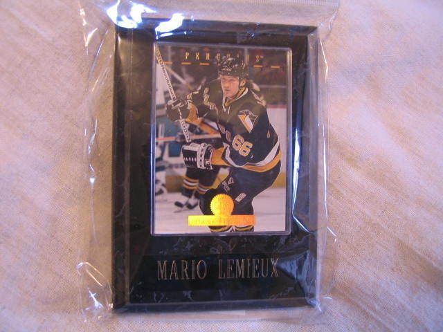 STANLEY CUP CHAMPION MARIO LEMIEUX CARD PLAQUE EX COND  