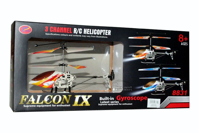 RC HELICOPTER FALCON IX BUILT IN GYROSCOPE 3 CHANNEL  