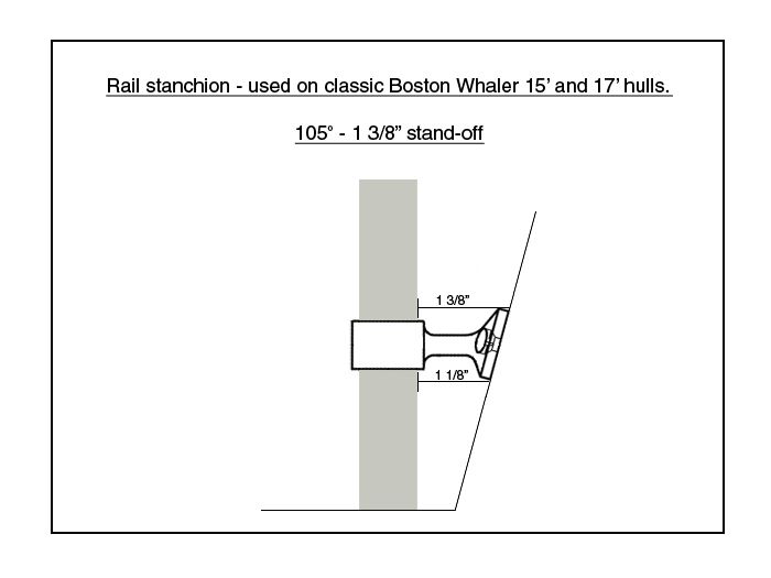 RAIL STANCHION STAND OFF 1 3/8 BOSTON WHALER 15,17  