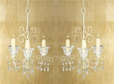 TWO 2 SHABBY HANGING CHANDELIERS CANDLE HOLDERS NEW  