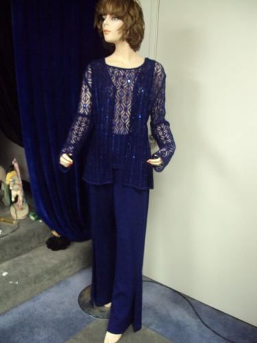 St. John Knit EVENING JACKET SHELL PANTS SUIT SZ 12 14  