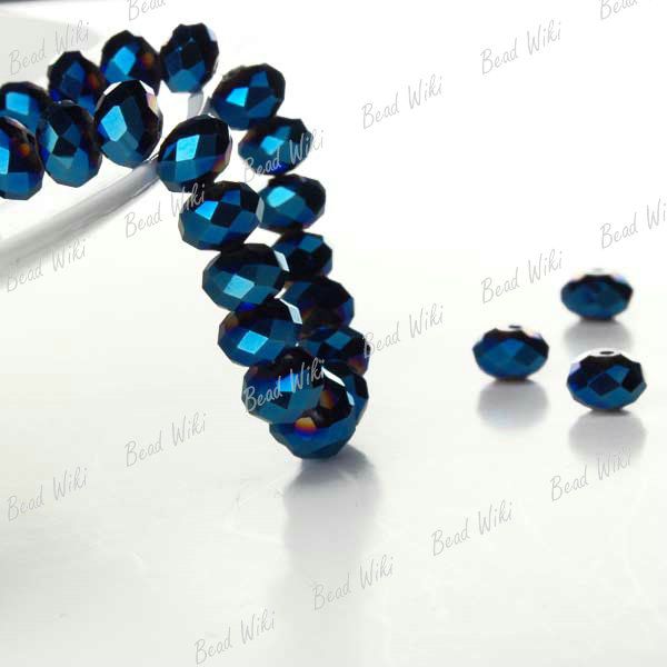 72 Special Effects Blue Rondelle Faceted Crystal Glass Bead 8×6mm 