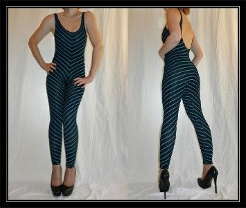 VTG 70s 80s SPANDEX chevron UNITARD jumpsuit BODYSUIT dance workout XS 