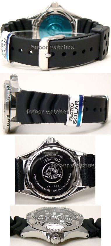 SEIKO SOLAR SCUBA DIVER RUBBER BAND DAY DATE 200 m SNE107P2 SNE107 