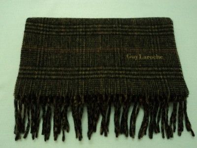 GUY LAROCHE WOOL PLAID BROWN SCARF SC424  