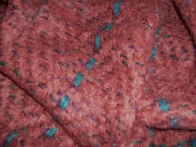 Handwoven Textile Deep Mauve & Peacock Mohair Herringbone Twill Shawl 