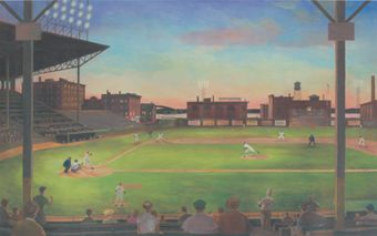 Baseball First Pitch Mural   Wallpaper Mural  CWUR2027M  