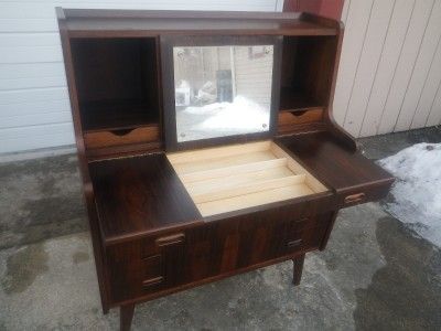 DANISH MODERN ROSEWOOD DESK MID CENTURY SIGNED SIMONSEN  