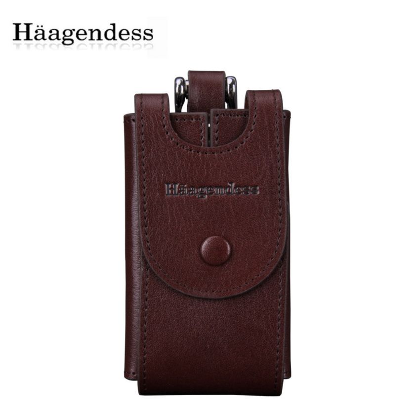 New Fashion Handmade Brand Men Genuine Leather Brown Yellow Key Holder 