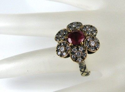 Art Deco Rose Gold/Sterling Silver 2.30ctw Ruby & White Sapphire Ring 