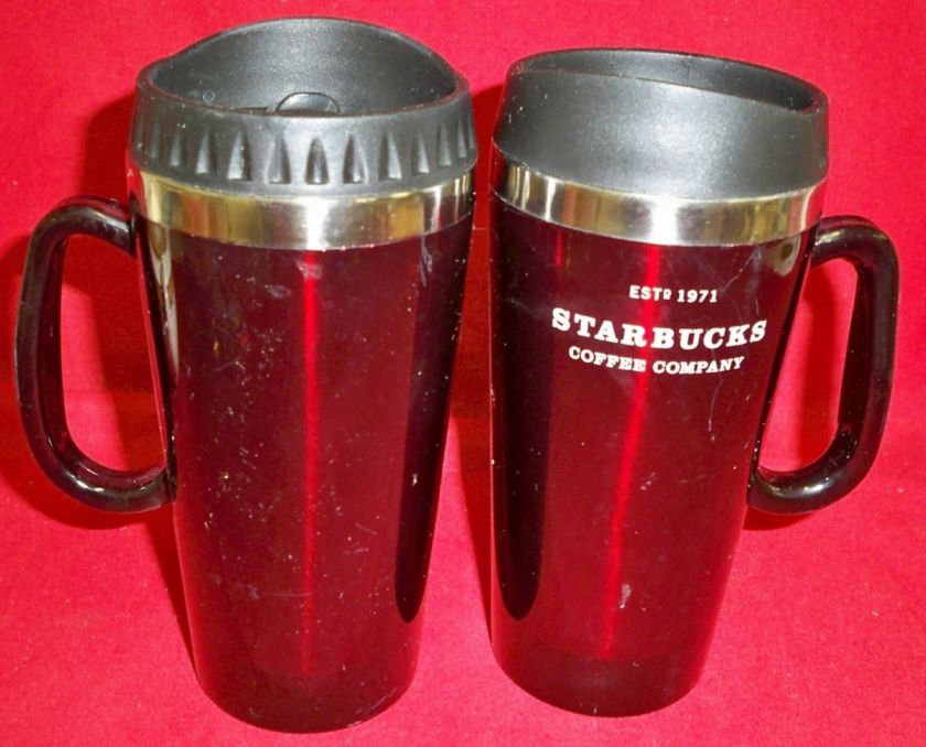 Starbucks Insulated Travel Mugs Deep Red Metal Lining  