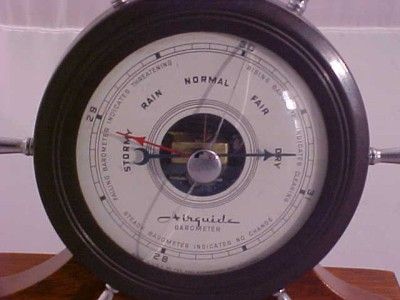 VINTAGE AIRGUIDE DESKTOP BAROMETER SHIPS WHEEL MARITIME  