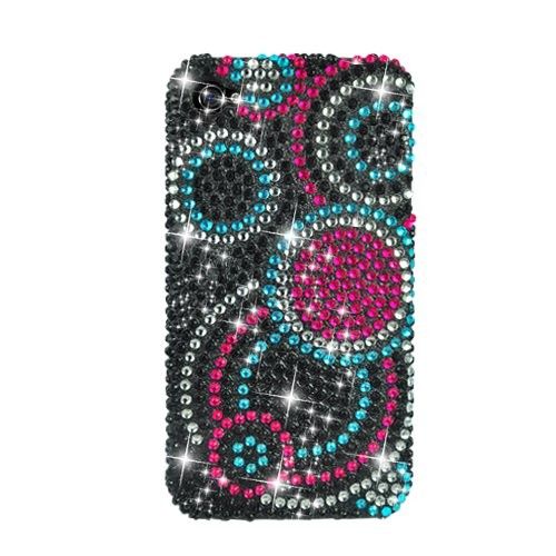 COLORFUL CIRCLE BLING RHINESTONE DESIGN HARD PLASTIC CASE APPLE IPHONE 