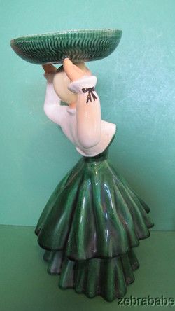 Vintage Ceramic Lady Figurine Candle Holder California Pottery  