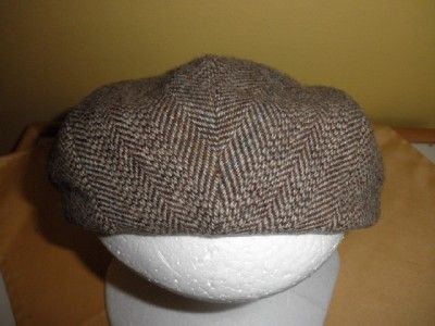   cap hat w/ flaps snap brim brown tweed Northern Cap Mpls Minn S wool