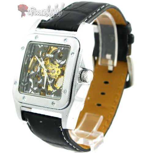   Leather Auto Fashion Mechanical Men/Women Santos Black Watch  