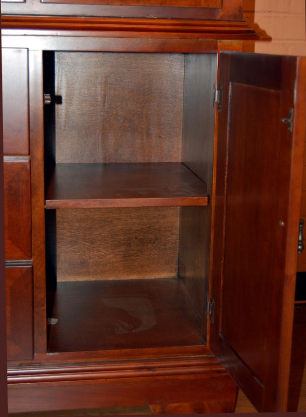 Cherry Lighted China Cabinet Display Hutch Buffet  