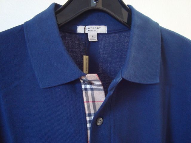 Men Burberry London Classic Fit Polo Shirt Sapphire L NWT  