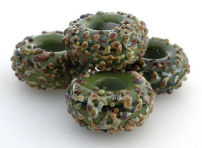 TANERES SRA Lampwork Beads OLIVE RAKU SUGAR PANDORA  