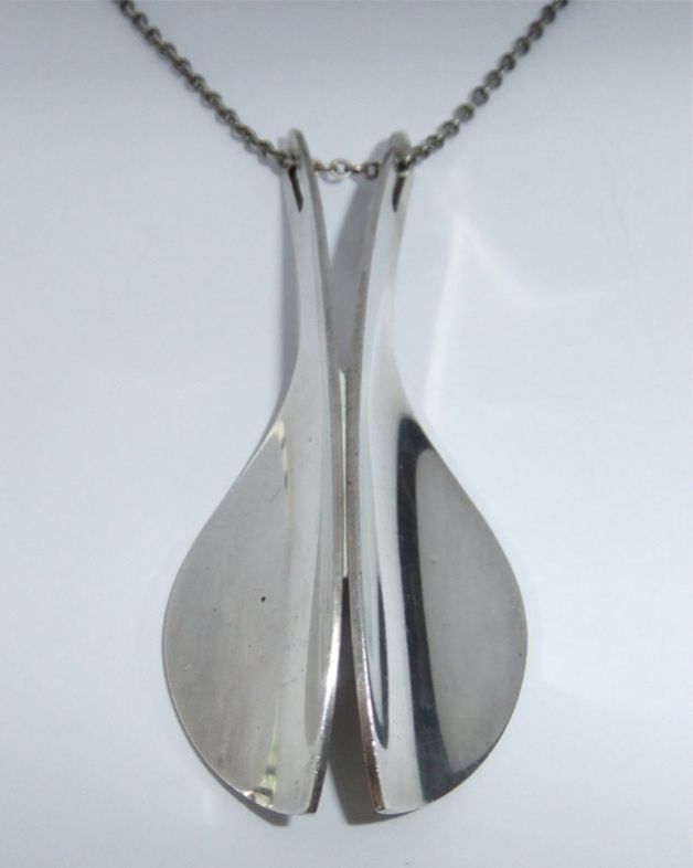   EAMES ERA MODERNIST KUPITTAAN KULTA STERLING SILVER PENDANT NECKLACE