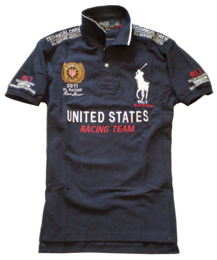 New Mens Smart USA RACING Polo Tee Sz M / L DarkBlue D2.g  