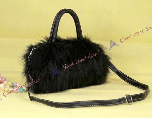 New Fashion Women Lady Soft Faux Fur Shoulder Handbag Purse Tote Bag 5 