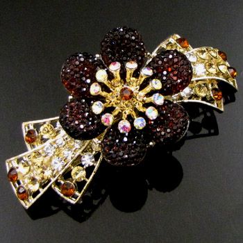 ADDL Item , AUT rhinestone crystal flower hair barrette 