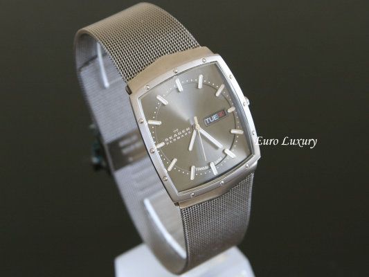 Skagen Mens Titanium 396LTTM Charcoal Dial Mesh Watch  