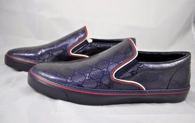 GUCCI GG IMPRIMEE BLUE SLIP ON SNEAKER (GM3) SZ G12.5 13.5US $425 