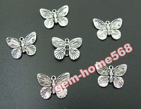 60 Tibetan Silver Butterfly Charms B627   