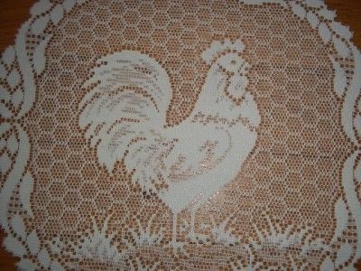 WHITE TABLE DOILY LACE 15 INCH DIAMETER ROOSTER WTDF246  