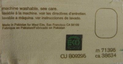 POTTERY BARN WEST ELM GREEN KING ORGANIC BLOOM DUVET COVER + EURO 