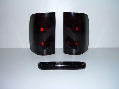   GMC SIERRA R&L SMOKED / TINTED TAIL LIGHTS & 3RD BRAKE LIGHT USED OEM