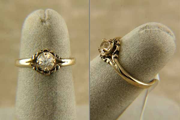 Antiqued 14kt Hge 1/4 Ct Ring, Sz 9  