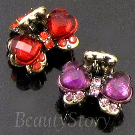   SHIPPING 2 antiqued rhinestone crystal butterfly hair claw clip  