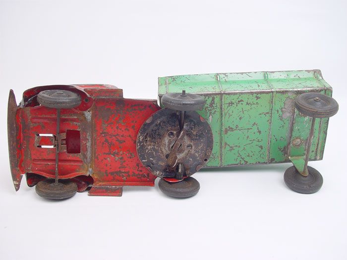 1930s Kingsbury Truck & Trailer Wind up w Rubber Tires  