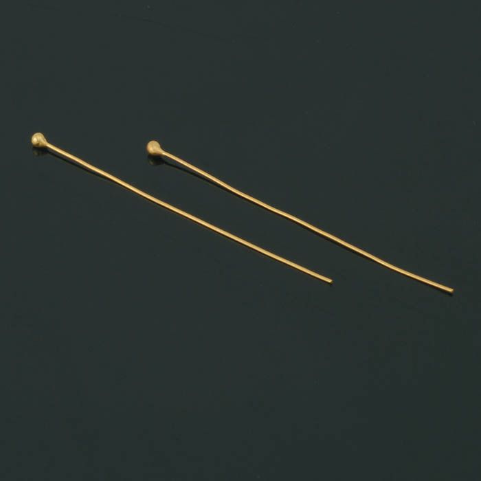 PAIR SOLID 22K GOLD HEAD PINS ~ Length 1.77 inches  