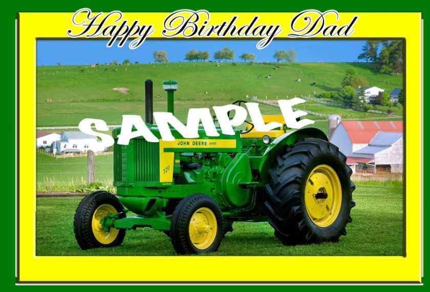 Big Green John Deere Tractor 1/4 sheet Edible Cake Topper  