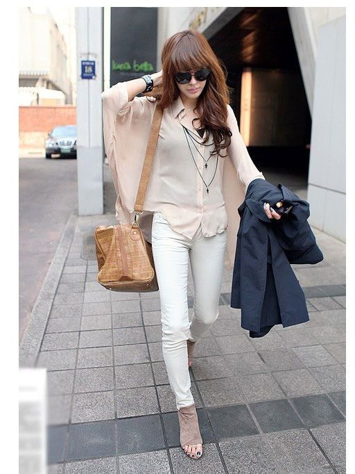 Fashion Casual Womens Chiffon Loose Batty T shirts Tops  