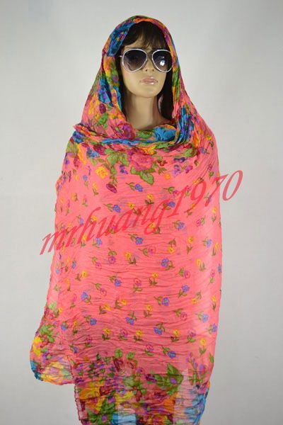 Summer Flower FLORAL Beach Long Scarf Wrap Shawl  