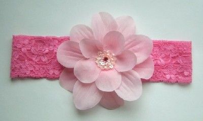 The dark pink flower clip is pictured here with my lace elastic 
