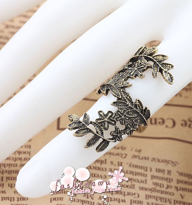   Plated Fashion Pretty Copper colour Retro Long Leaf Flower Ring  