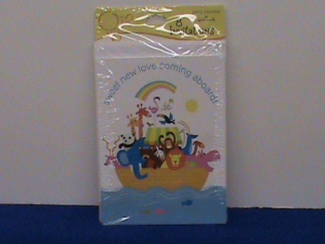 NEW HALLMARK WHIMSICAL ARK BABY SHOWER PARTY INVITATIONS 8 COUNT PACK