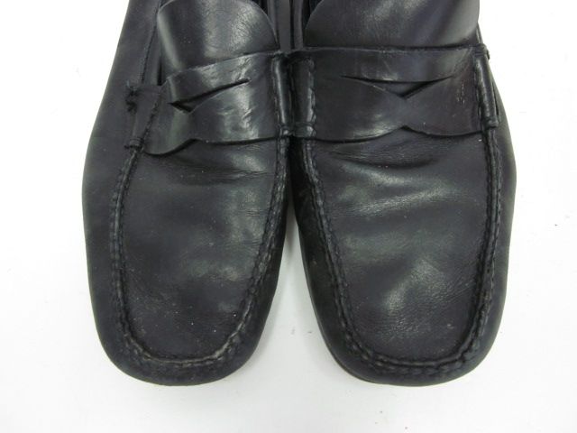 AUTH PRADA Mens Black Leather Loafers Dress Shoes Sz 6  