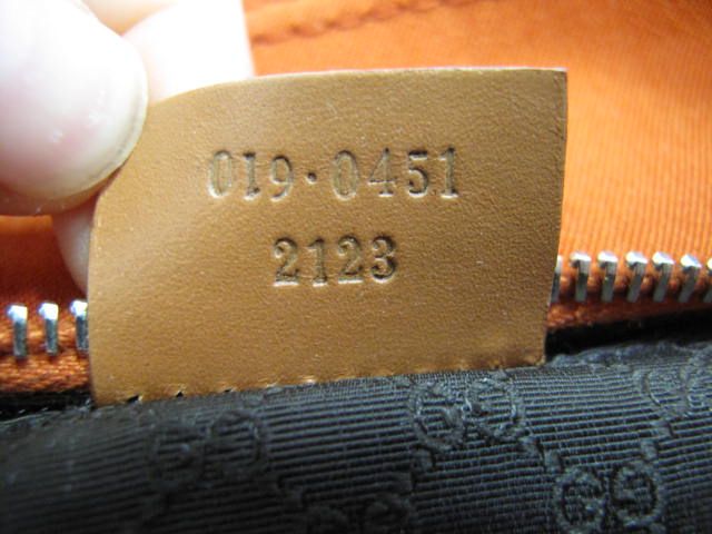 Gucci Orange Canvas Tan & Beige Leather Strap/Trim Large Tote  