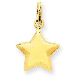 Cute 14k Gold 3D Puffy Small Star Charm Pendant .4 g  