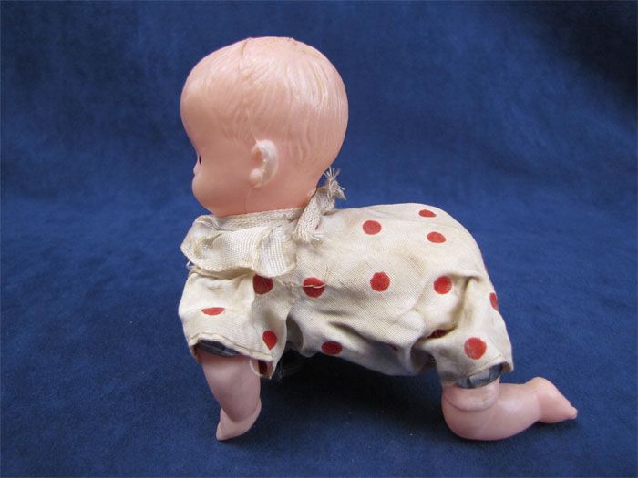 Vintage Tin & Plastic Wind Up Crawling Baby Toy Japan  