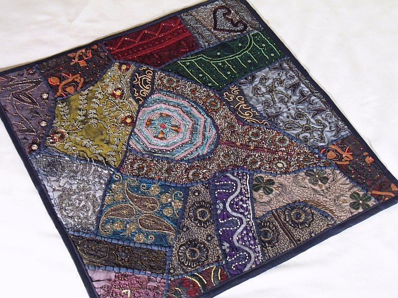 Multicolor Large Lounge Floor Handmade Sari Pillow Case  