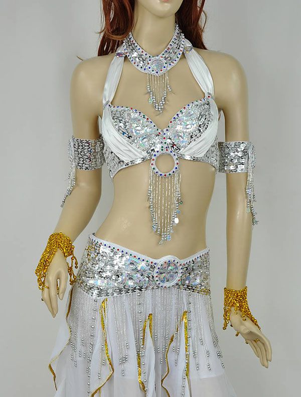 quality belly dance costume 2 pics Set of bra&belt  